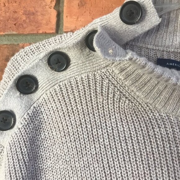 American Eagle NEW AE Sweater Dress Cowl Button Ribbed Mock Neck Wool Cotton S - Picture 4 of 14